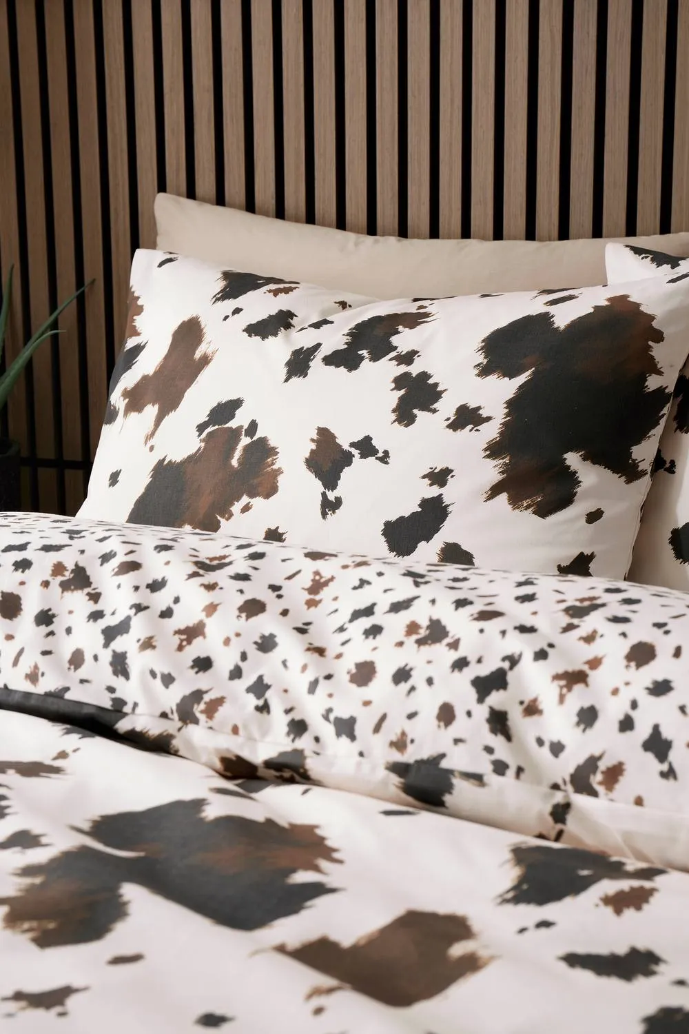 Fusion 'Cow Print' Easy Care Duvet Cover Set in Natural 2
