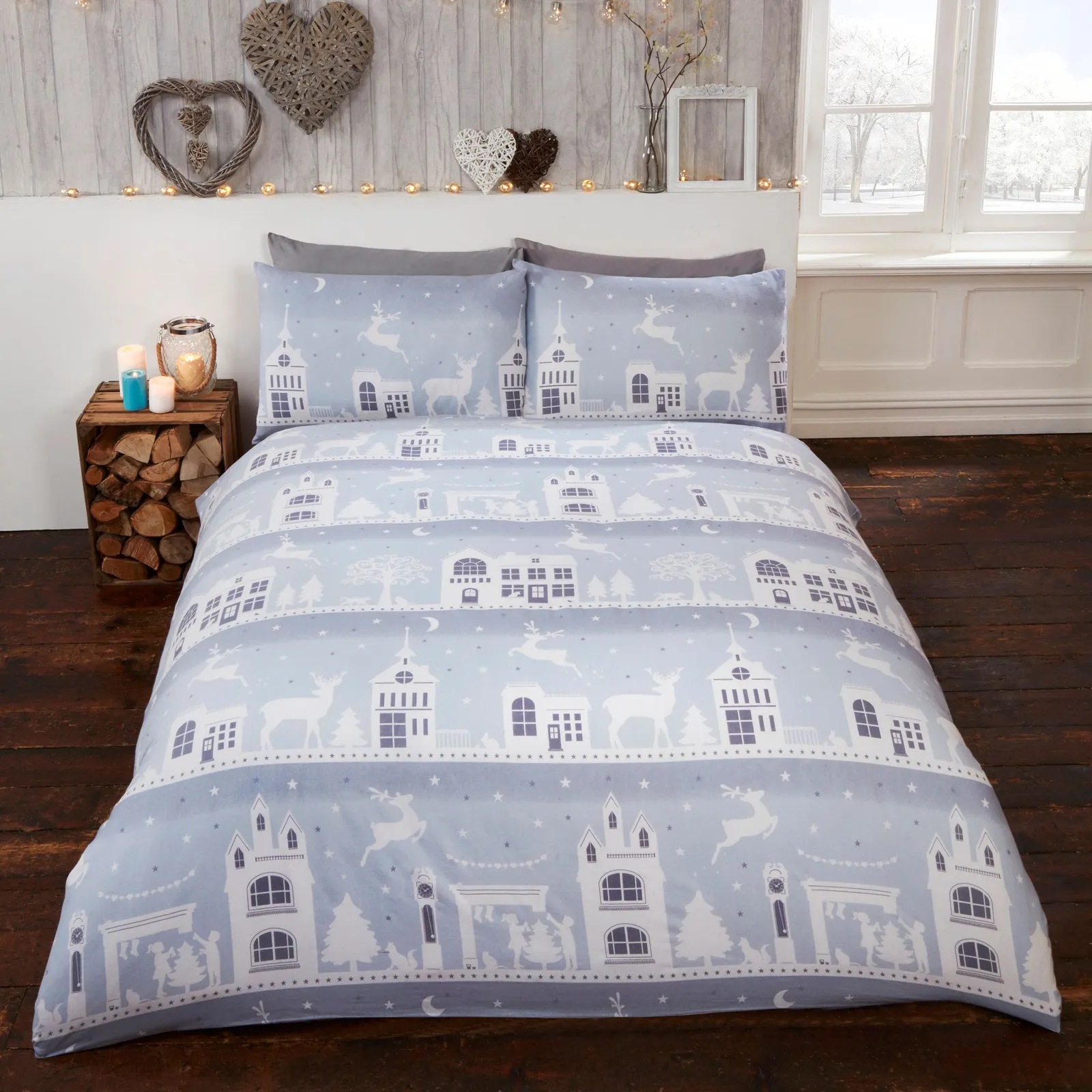 Rapport Home Reindeer Road BC Duvet Cover Set with Pillowcase in Silver