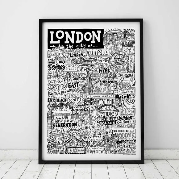 Sketchbook Design London Landmarks Framed Print 1