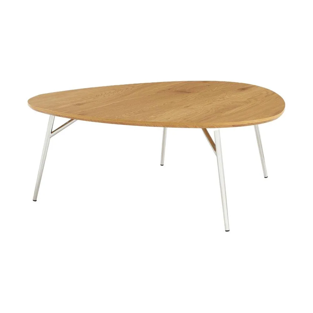 sweeek Triangular coffee table chrome legs & wood effect top in Brown 2