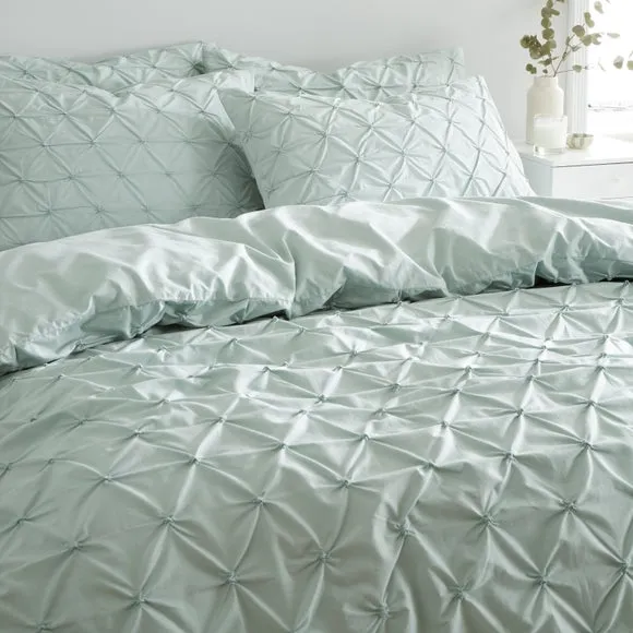 Aster Pintuck 100% Cotton Duvet Cover & Pillowcase Set 4