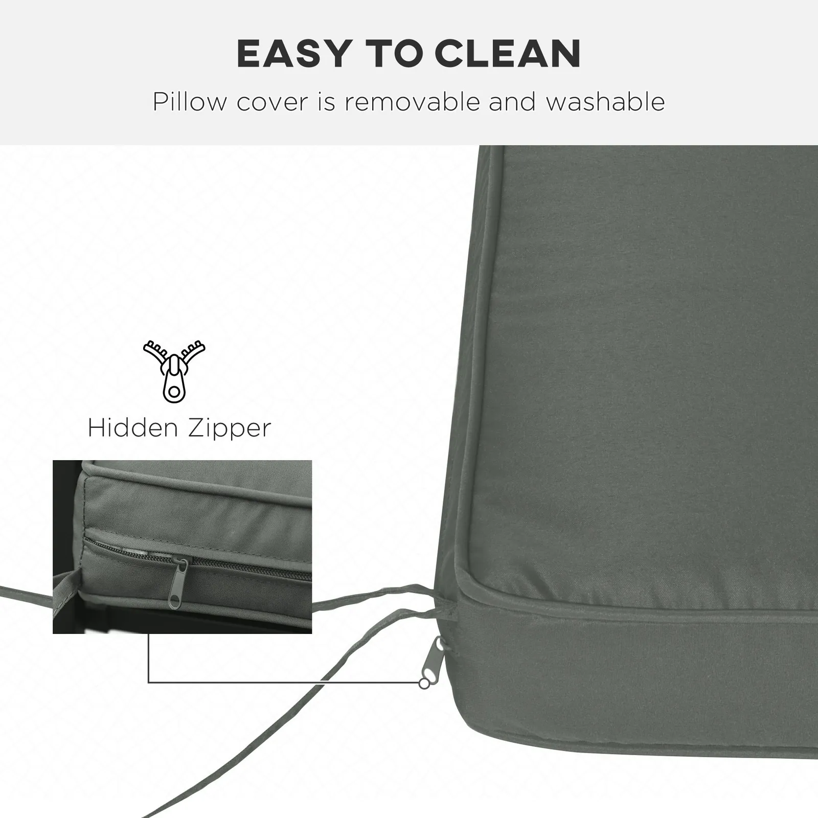 OUTSUNNY Garden Bench Cushion 2 Seater Seat Pad Indoor& Outdoor Use in Grey 5