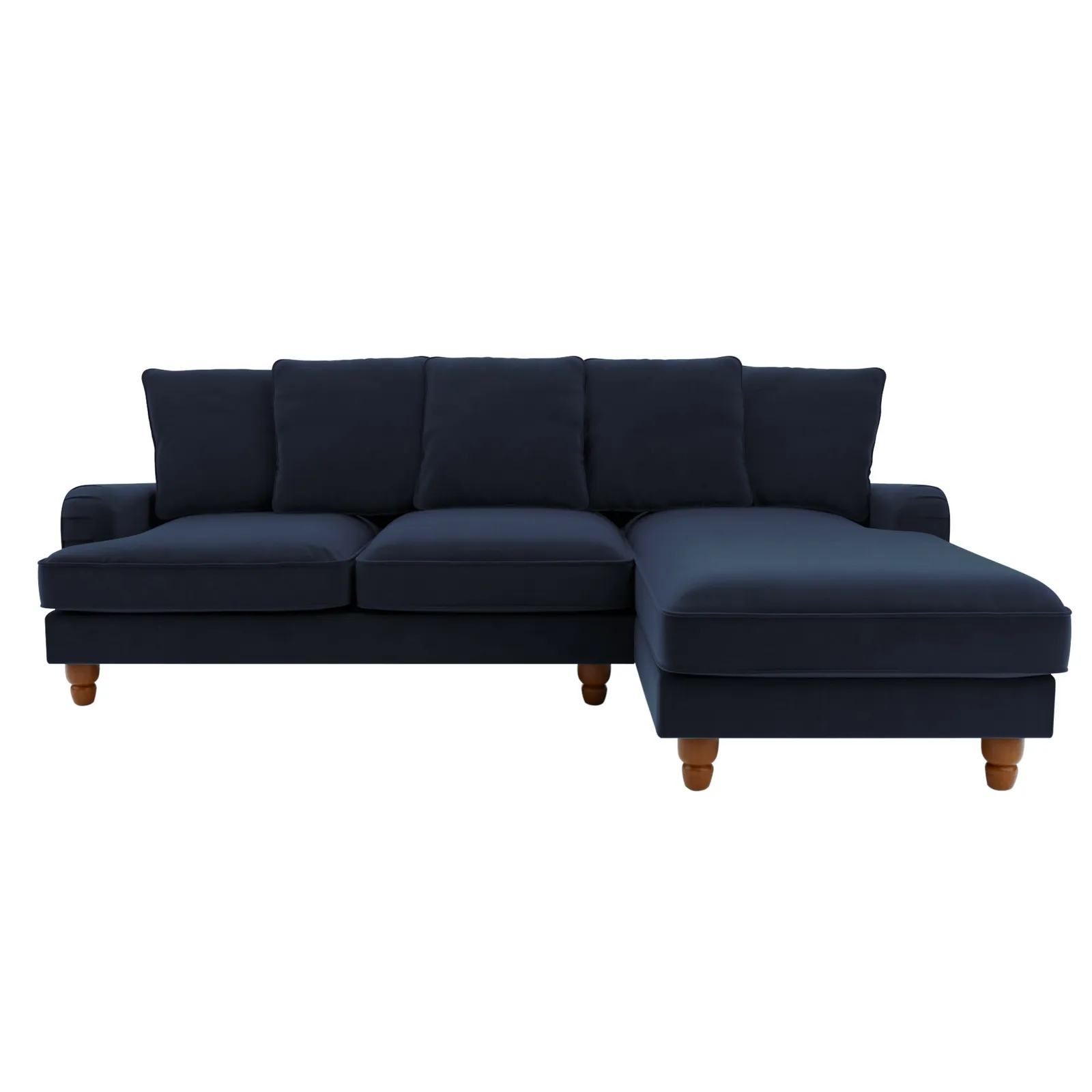 Beatrice Scatter Back Velvet Right Hand Corner Sofa Navy Blue