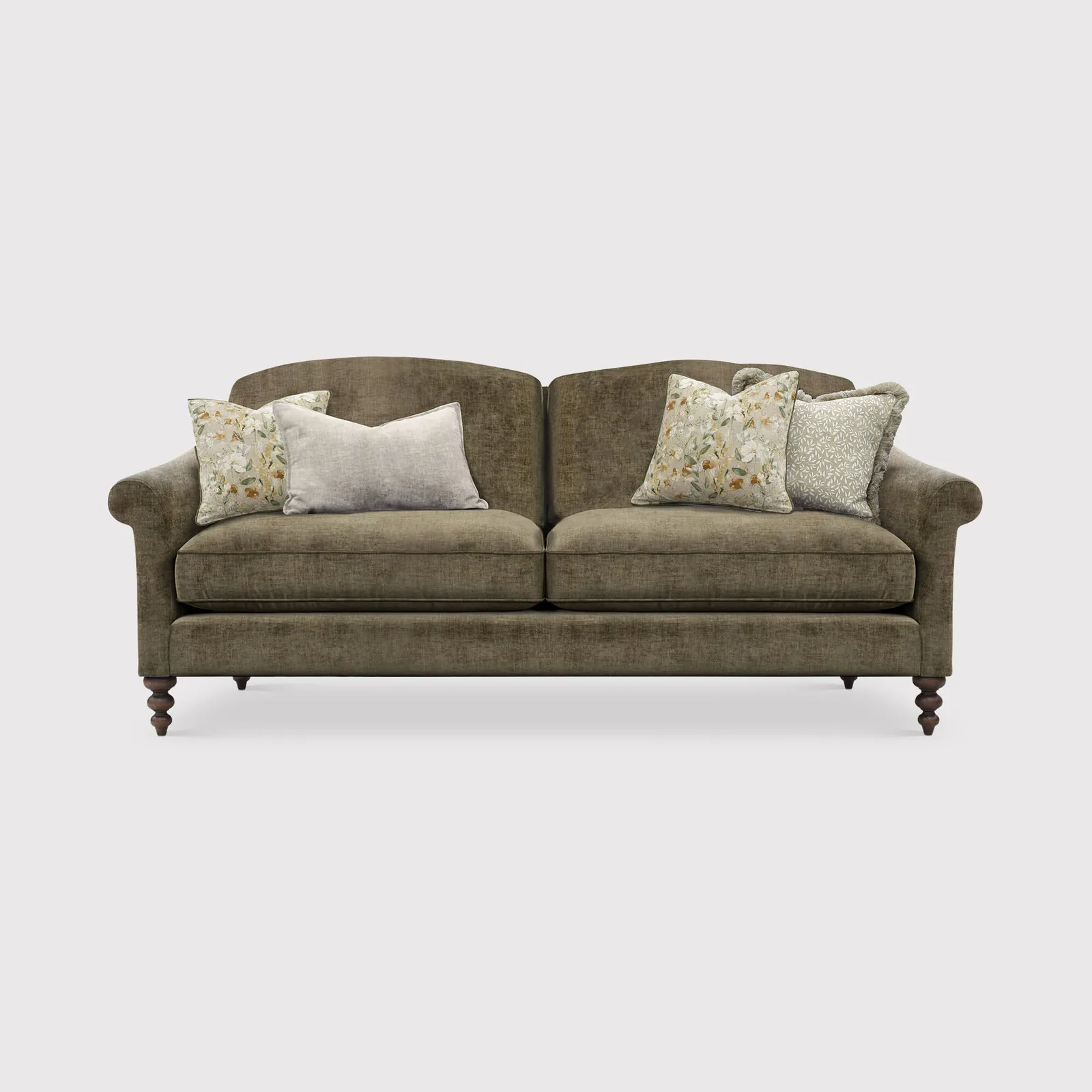 English Heritage Clover 26 Large Sofa With Pre Set Scatters, Green | Barker & Stonehouse 1
