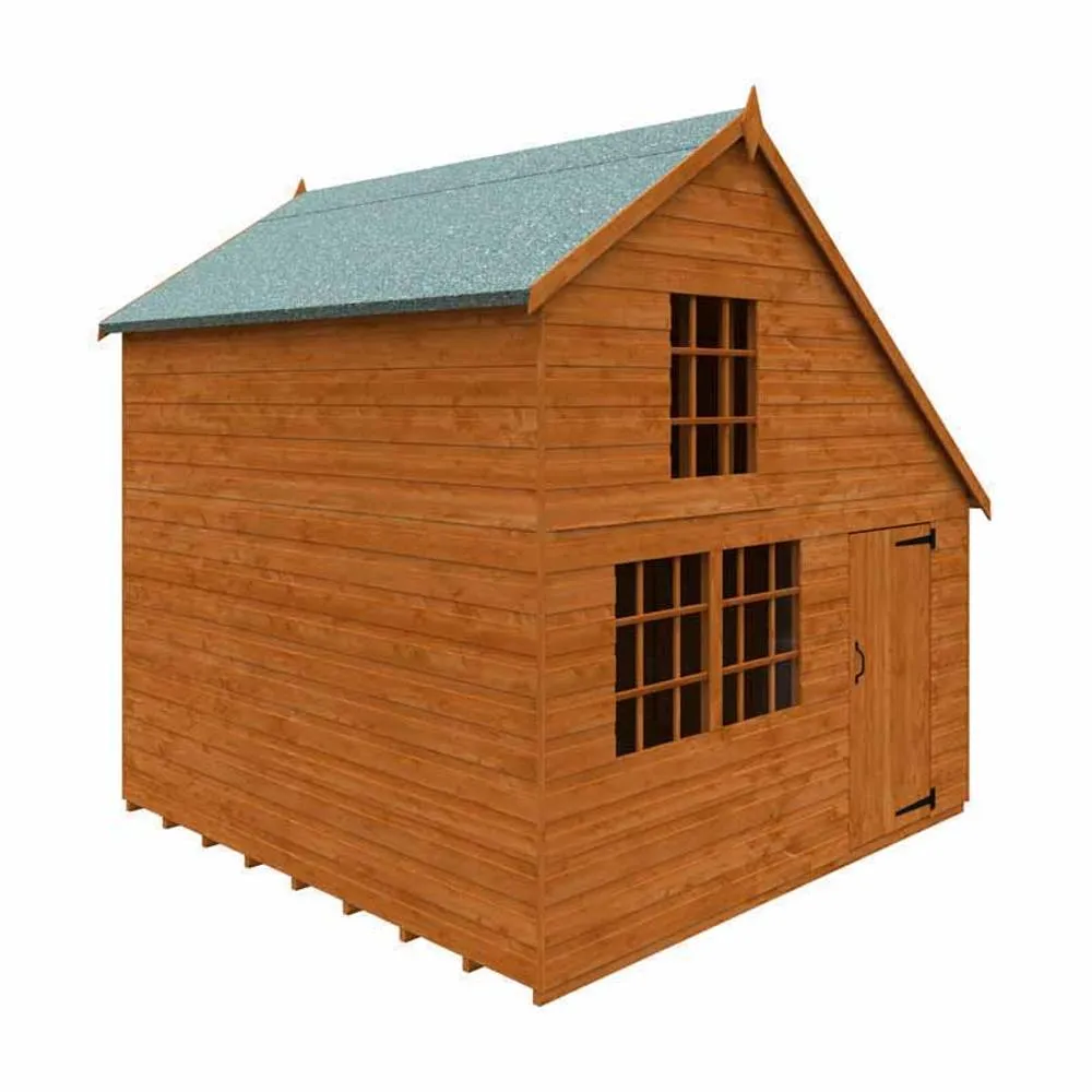 Buttercup Farm 8 x 8 Feet Clubhouse 12mm Shed - Solid Wood/Softwood/Pine in Burnt Orange