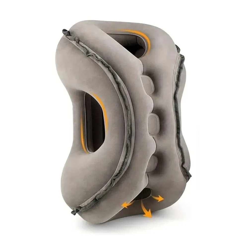 Kelvenix Inflatable Travel Pillow for Airplane Support Head in Light Grey
