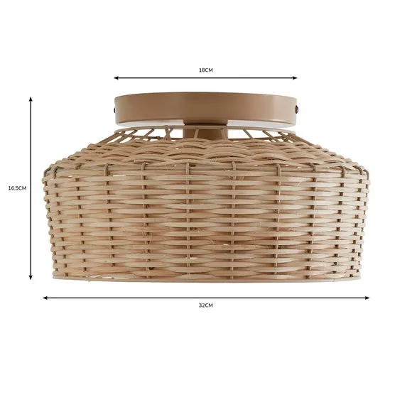 Ohio Rattan Flush Ceiling Light 6