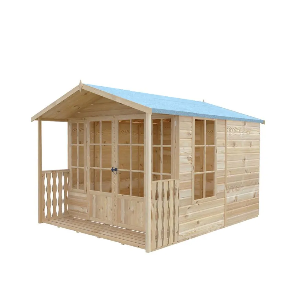 Shires Delmora 8x10 Shiplap Summerhouse with Veranda - L2992xW2456xH2174 mm in Light Brown 2
