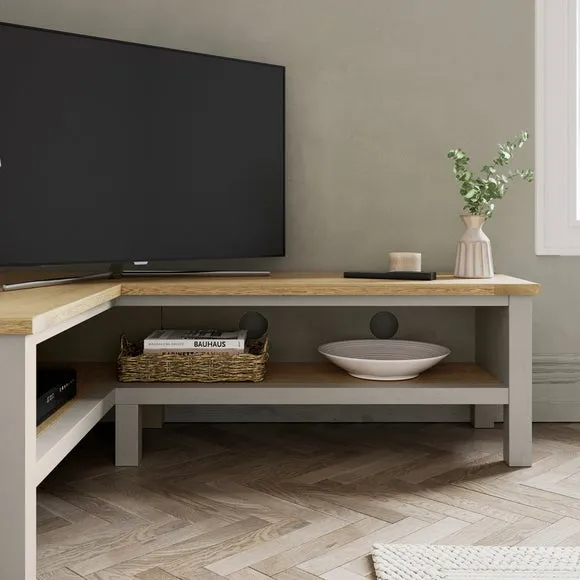 Olney Open Corner TV Unit for TVs up to 55", Stone 2