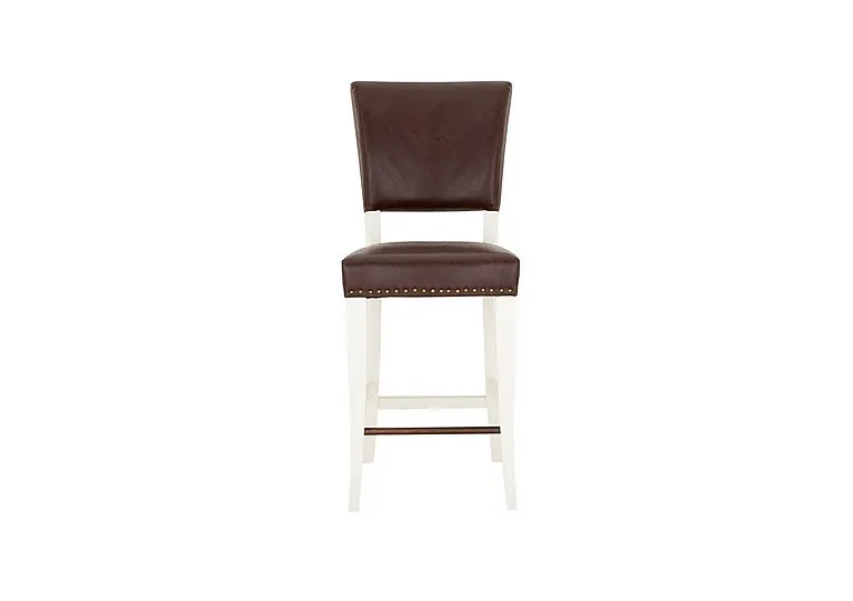Pattern Bar Stool - White Legs/Espresso Faux Leather