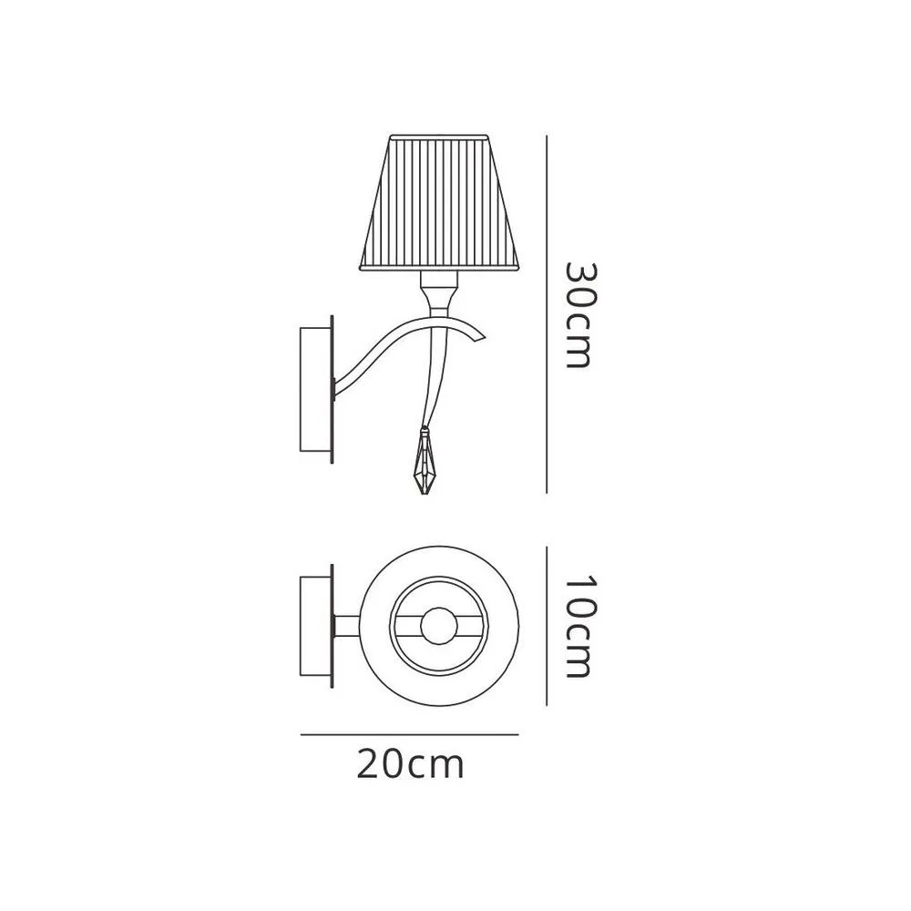 Netlighting Siena Wall Lamp Switched E14 Brass Amber Cream Shade & Crystal in Yellow 2