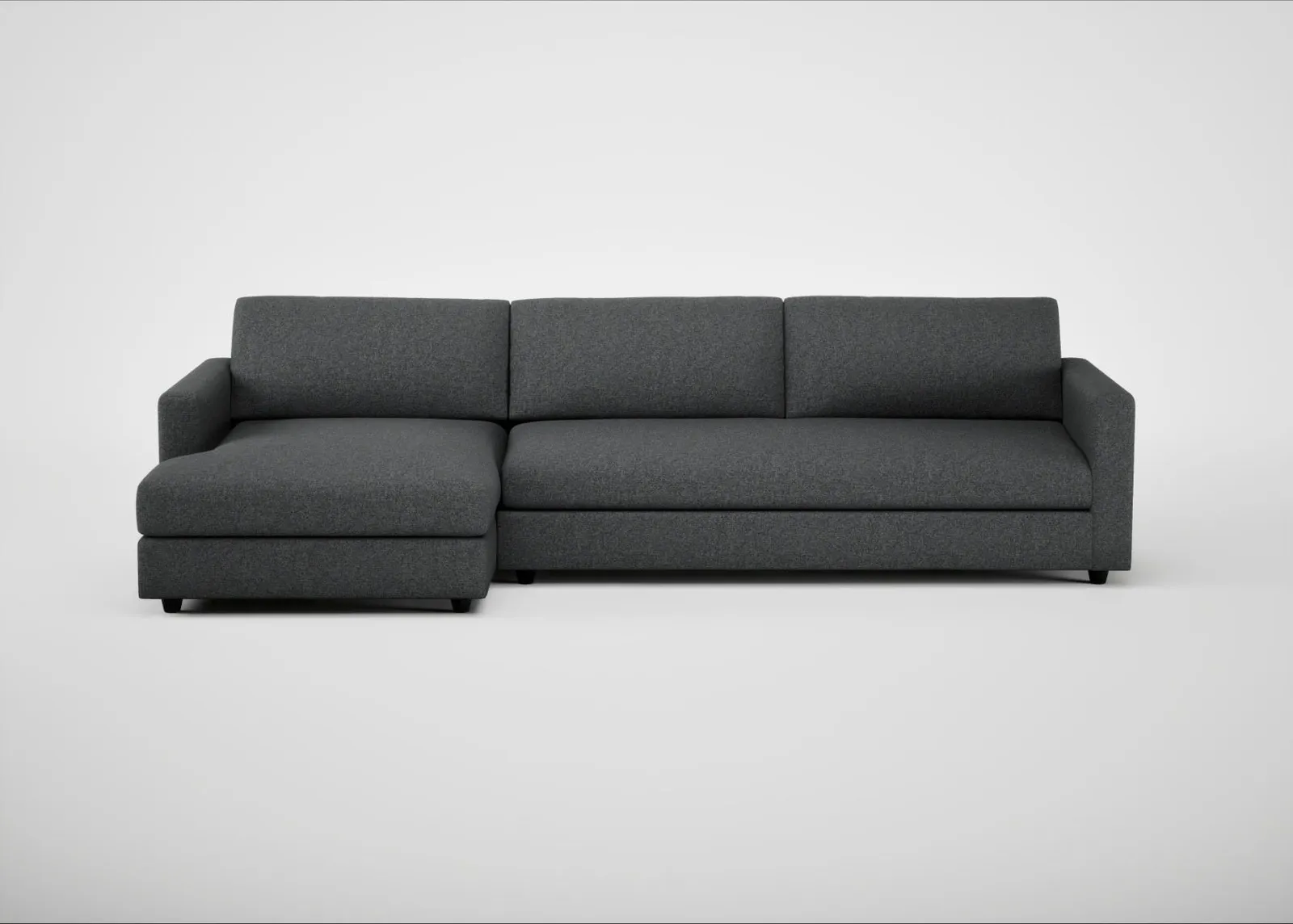 Heal's Nimbus II 4 Seater LHF Chaise Unit Melton Wool Granite Black Feet 1