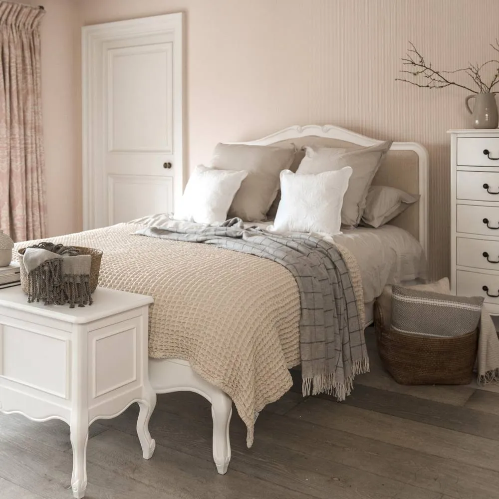 Statement Furniture Juliette French Style 5ft King Bed with Upholstered Headboard in White