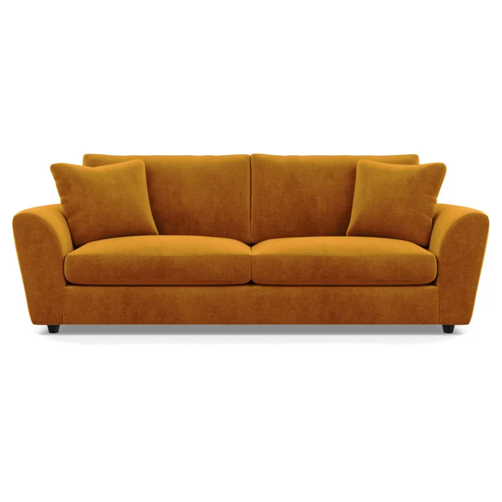 Heal's Snooze 5 Seater Sofa Smart Luxe Velvet Cognac Black Feet