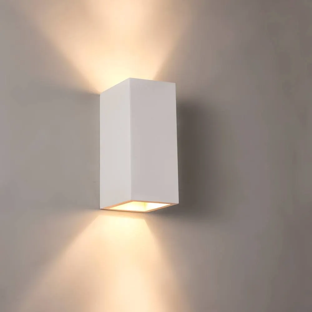 First Choice Lighting Kube - White Plaster GU10 Wall Light 2