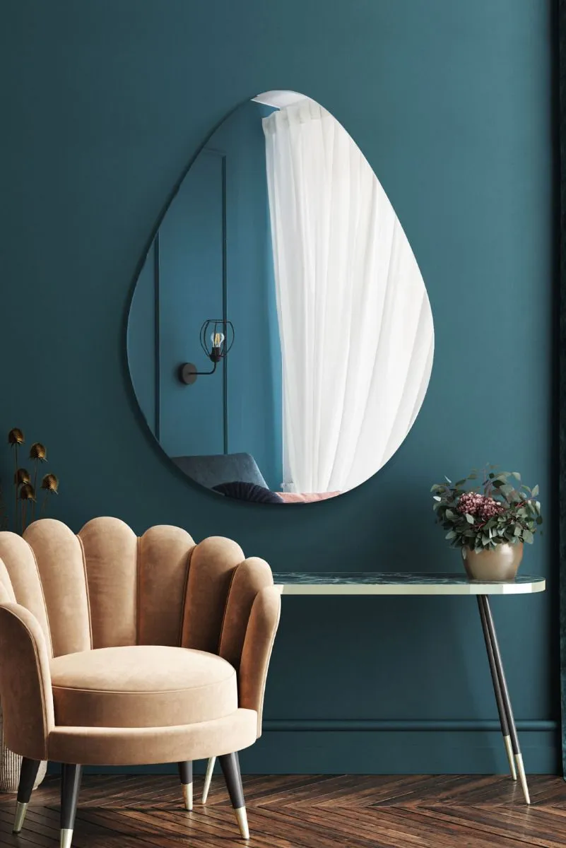 MirrorOutlet The Lapillus - Frameless Pebble Wall Mirror 47" X 32" (120CM X 80CM) in Silver