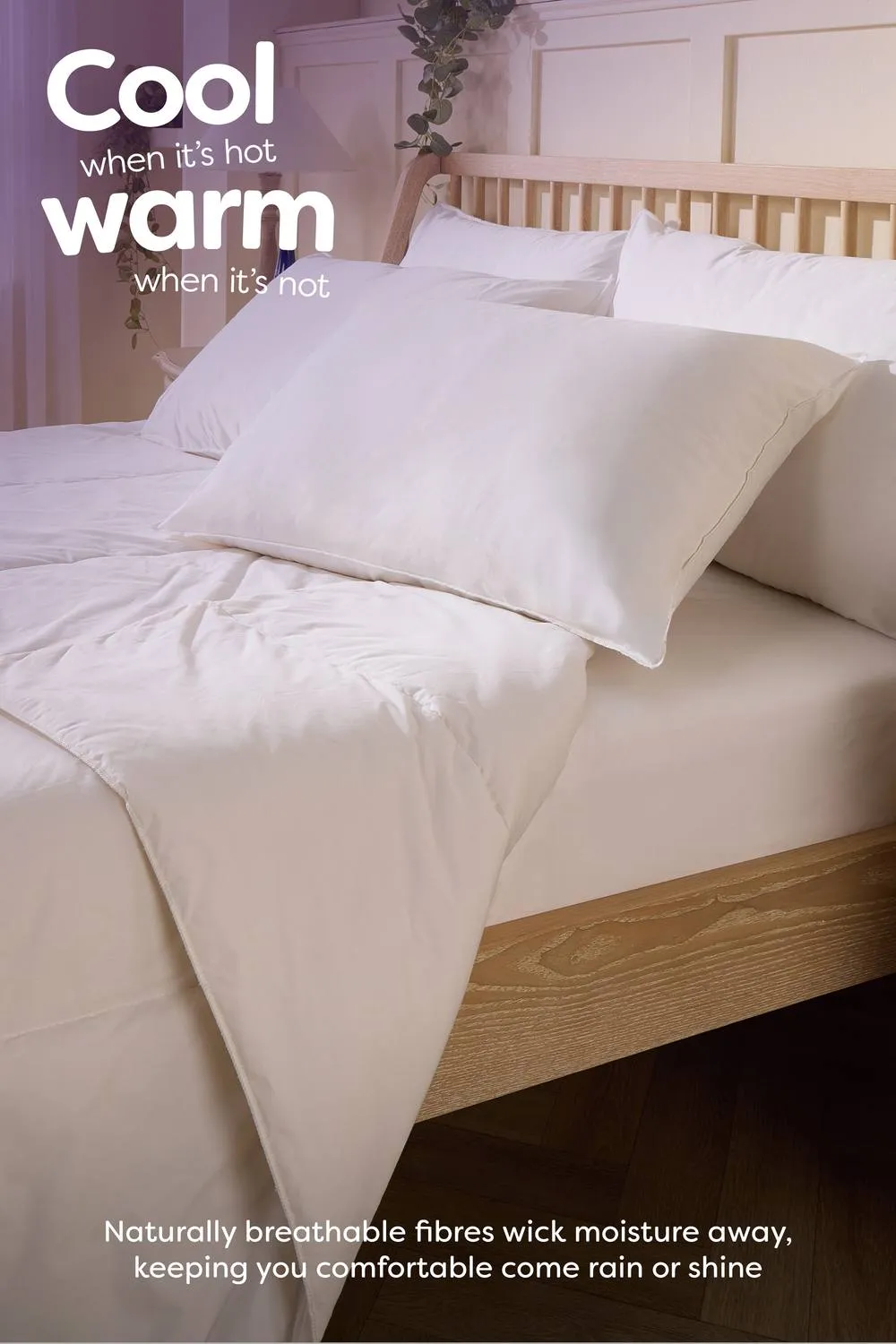 Slumberdown Single Wonderful Wool Medium Support Back Side Sleeper Pillow in White 4
