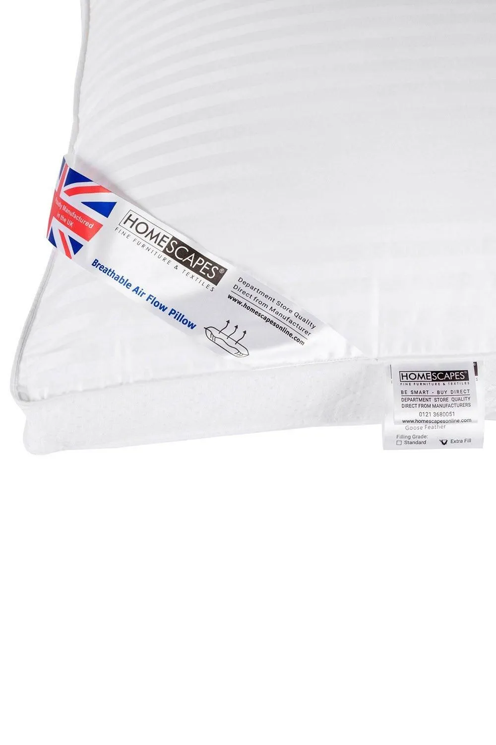 Homescapes Air Flow Pillow Super Microfibre, 48 x 74 cm in White 3