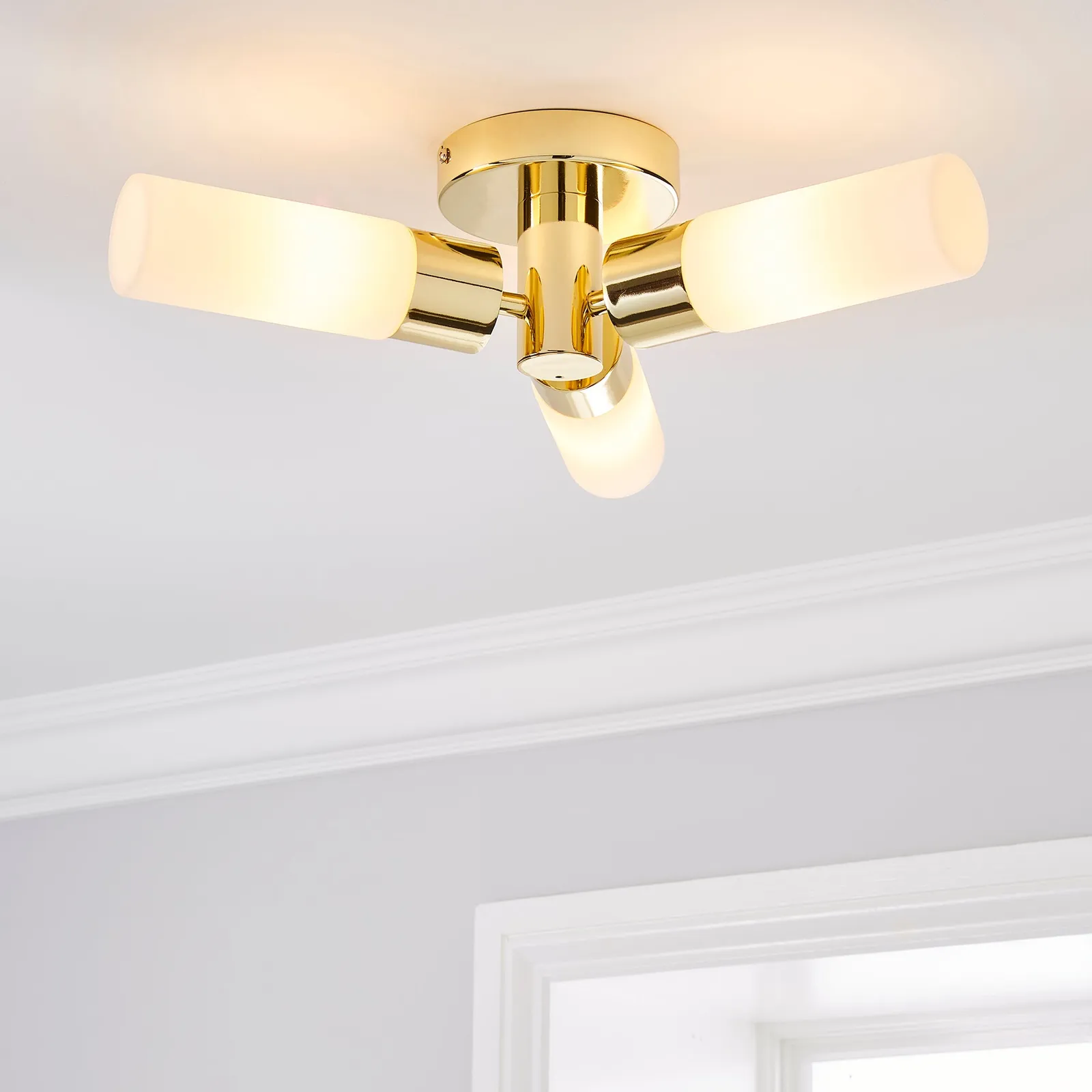 Porto Bathroom 3 Light Ceiling Fitting Brass Brass