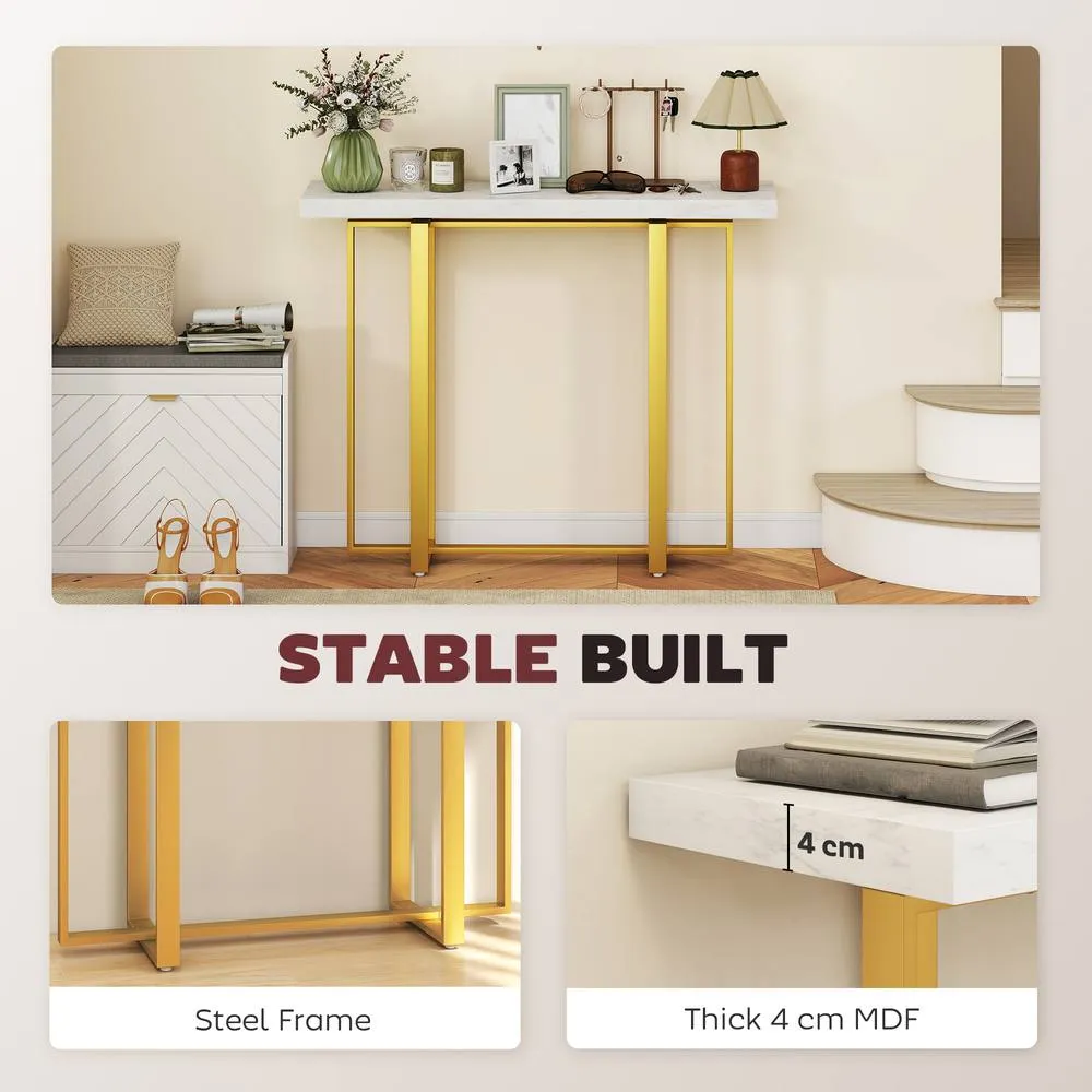 HOMCOM Modern Slim Long Accent Sofa Side Table for Hallway, White 5