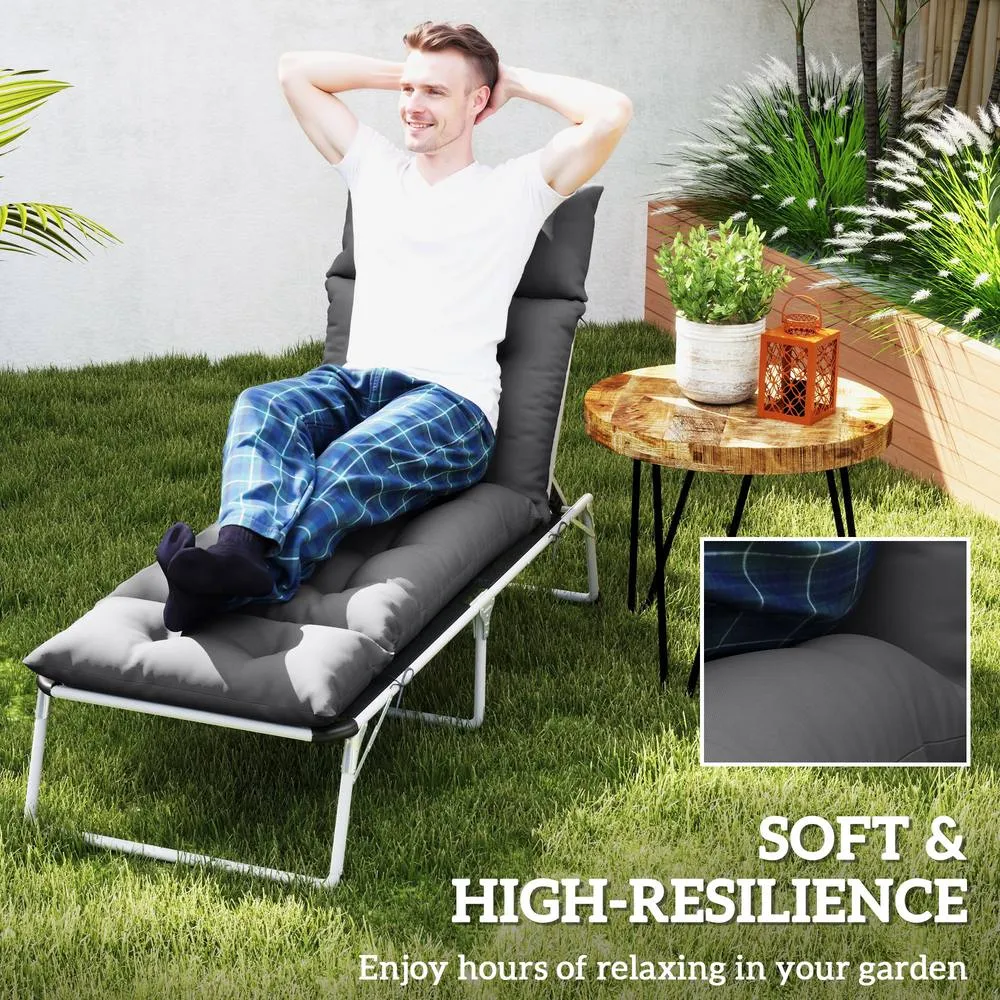OUTSUNNY Sun Lounger Cushion Only, Garden Lounge Chair Cushion, Dark Grey 5