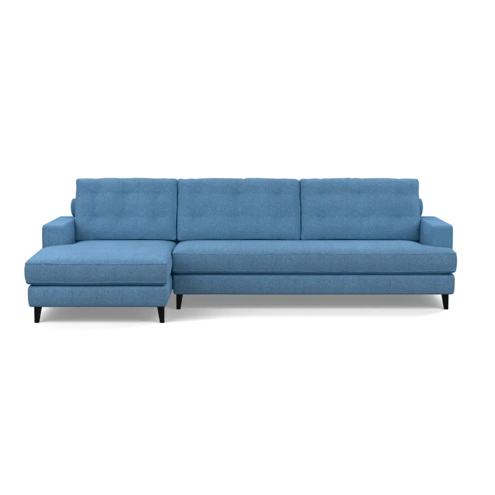 Heal's Mistral Left Hand Facing Corner Sofa Tejo Recycled Cobalt Black Feet
