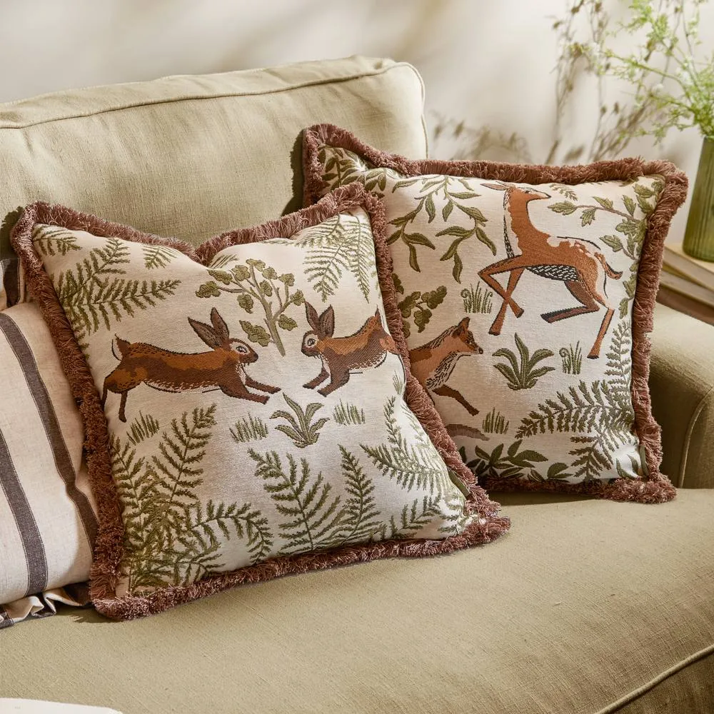 Wylder Fable Fox & Deer Embroidered 100% Cotton Cushion 6