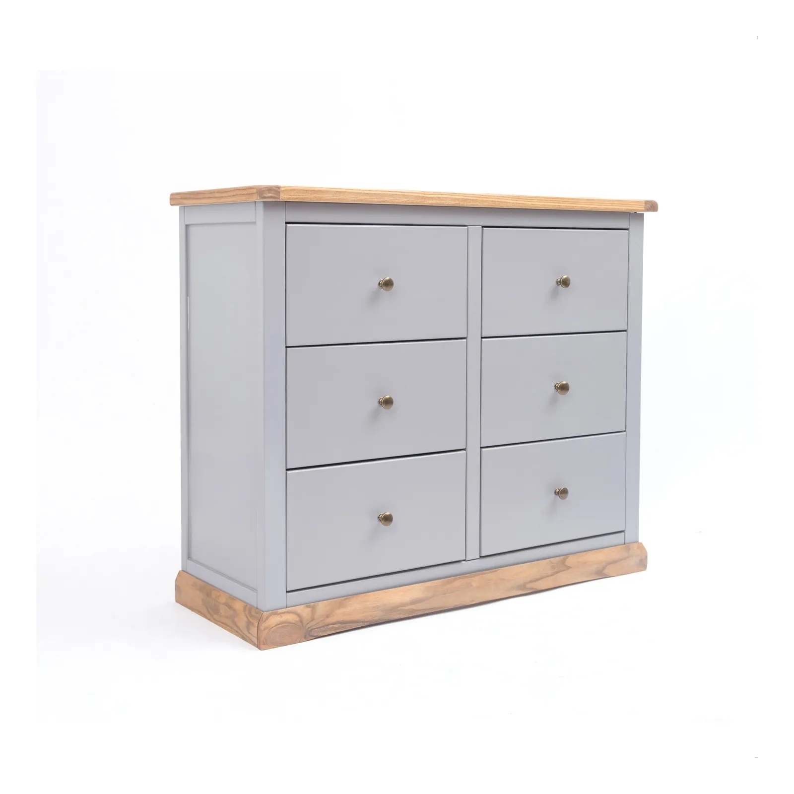 Cabinet Bits Bicarri 6 Drawer Chest of Drawers Brass Knob in Grey 2