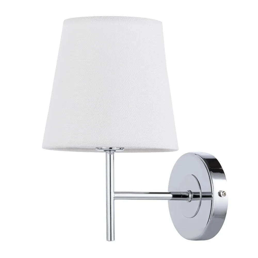 Mira Wall Light with Natural Shade, Chrome