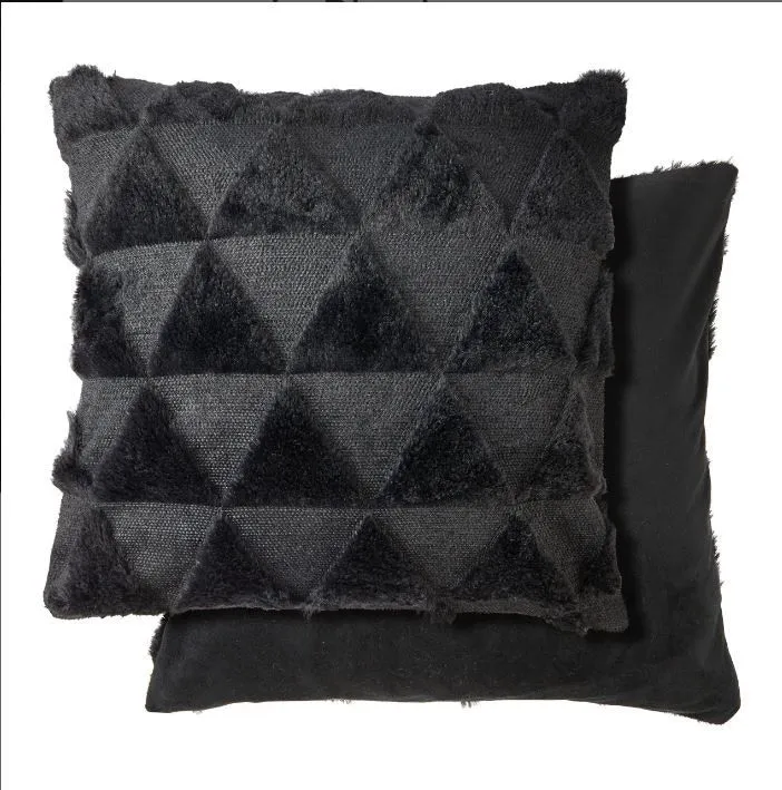 New Edge Blinds Newton Triangle Collection Soft Touch Cushion Cover in Black