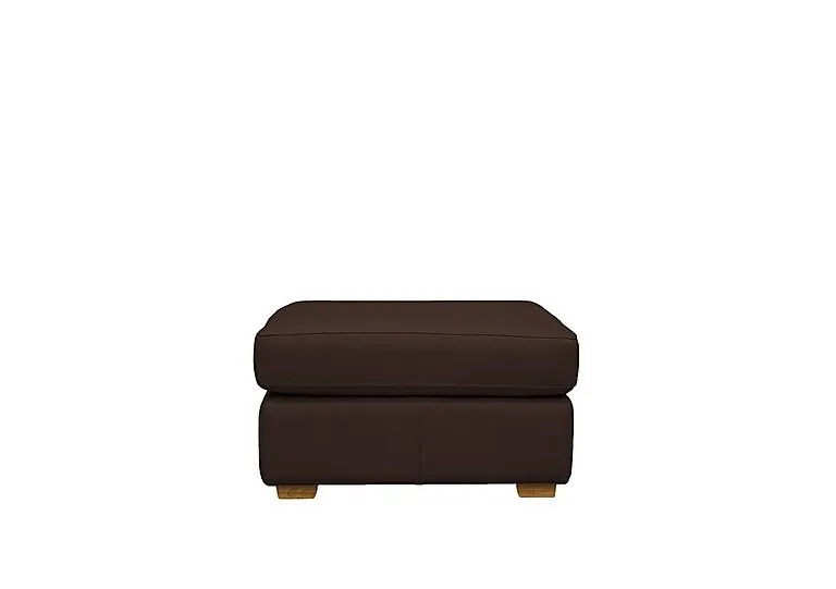 Seattle Leather Footstool with Wooden Feet - Capri Oak