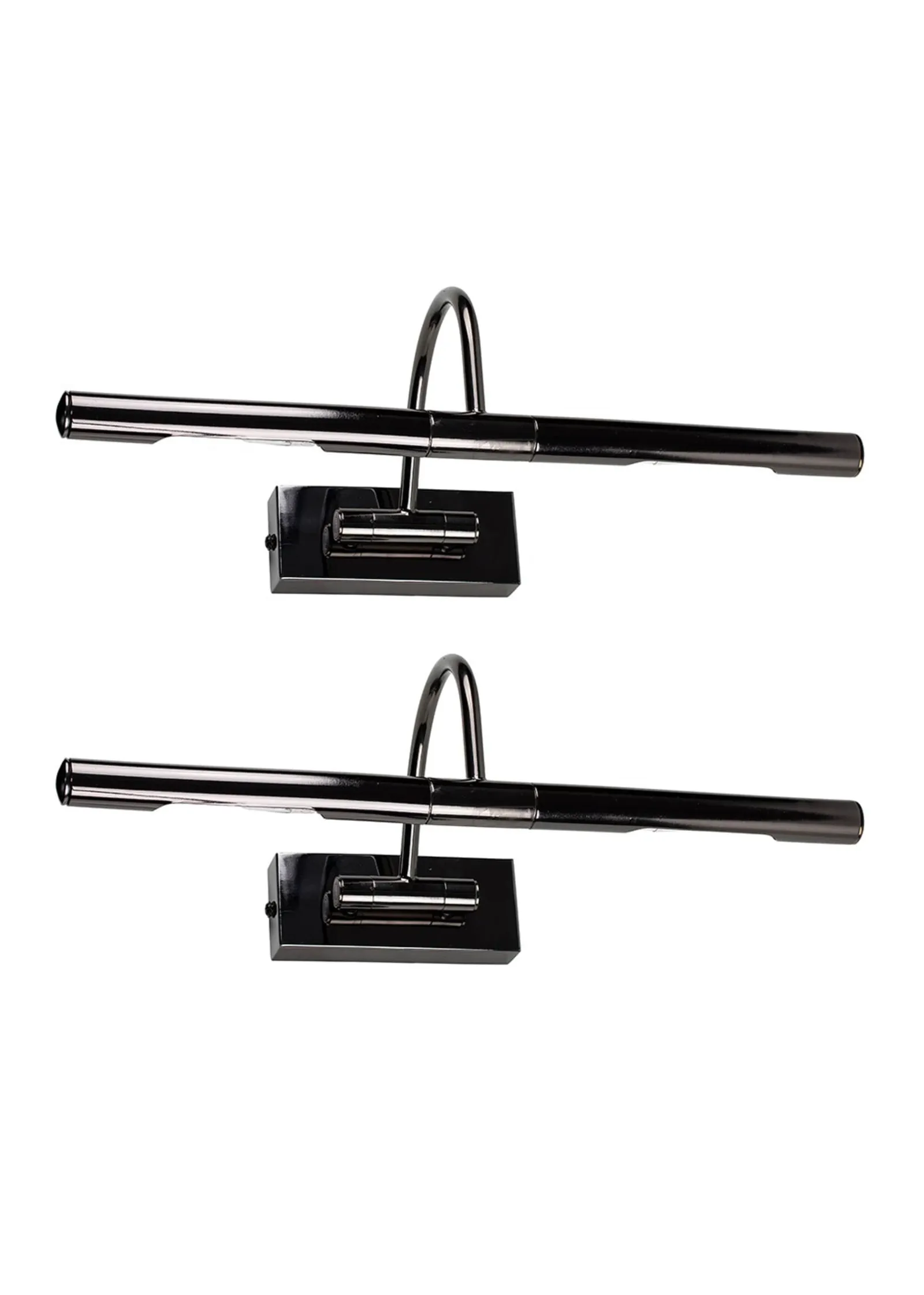 ValueLights Capri Pair Black Chrome Adjustable Twin Bulb Picture Wired Wall Lights