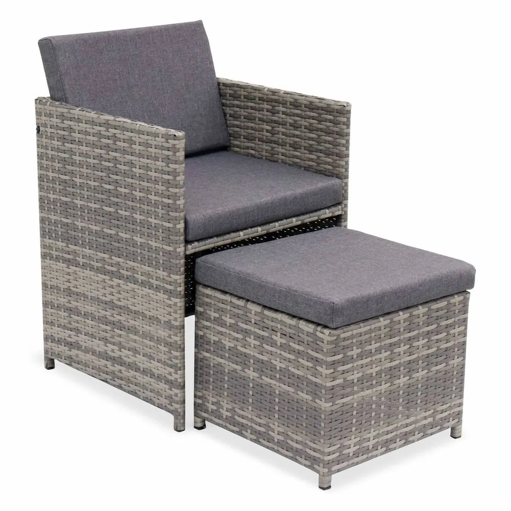 sweeek 8 to 12-seater rattan cube table set with chairs in Grey 4