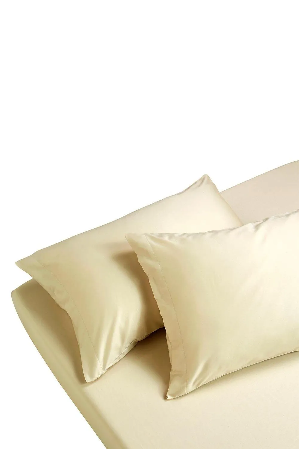 CHRISTY 400TC Luxury Cotton Sateen Plain Dye King Pillowcases Pair in Gold 2