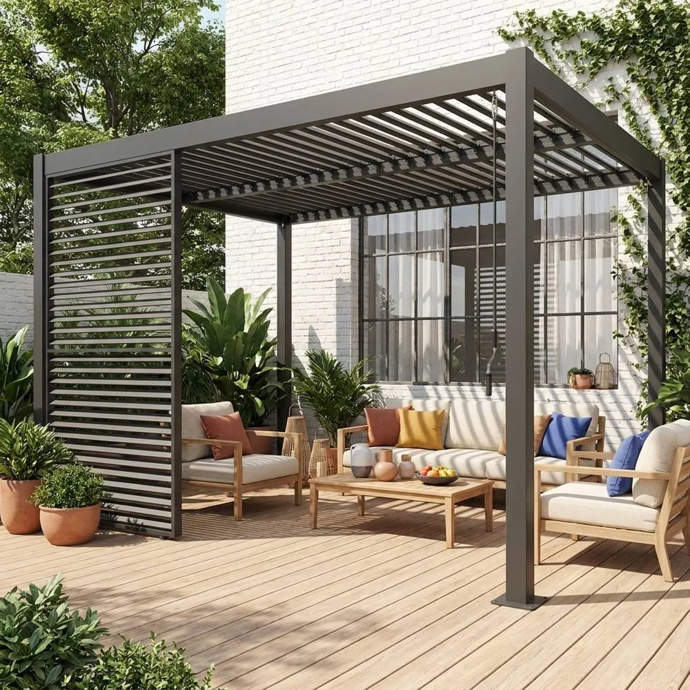 sweeek Adjustable slat louver panel 130cm for Palace pergola in Dark Grey 3