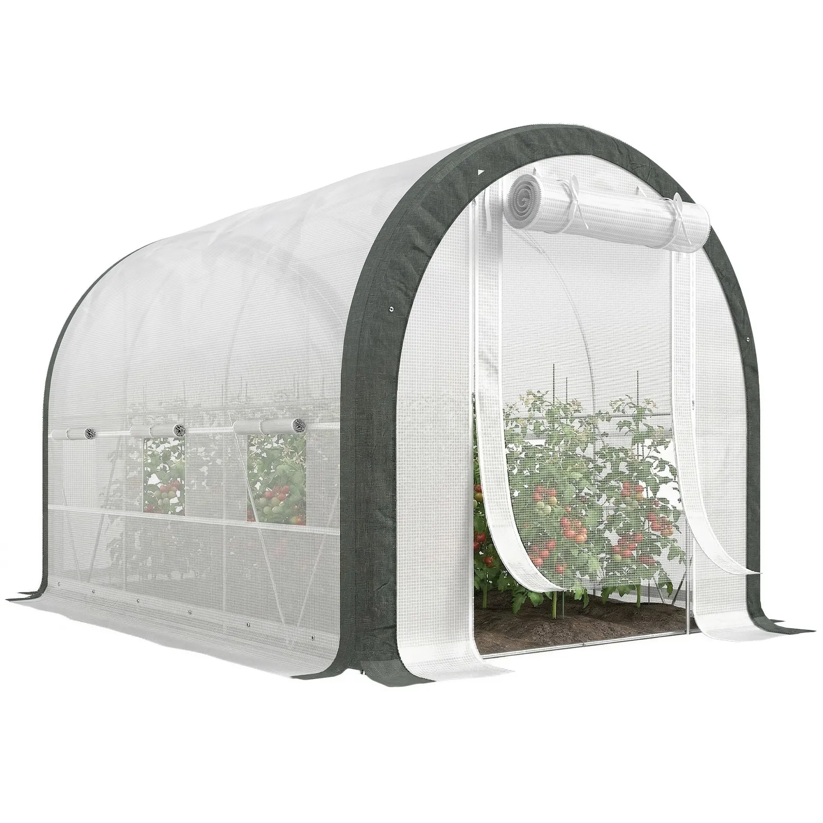 OUTSUNNY 3 x 2 x 2 m Polytunnel Greenhouse Pollytunnel Tent Steel Frame in White 2