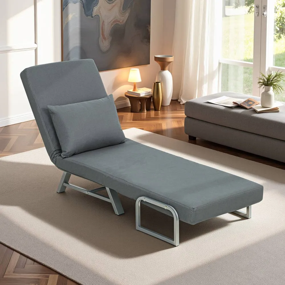 HOMCOM Single Sofa Bed, 3-in-1 Convertible Folding Chair Bed in Dark Grey 2