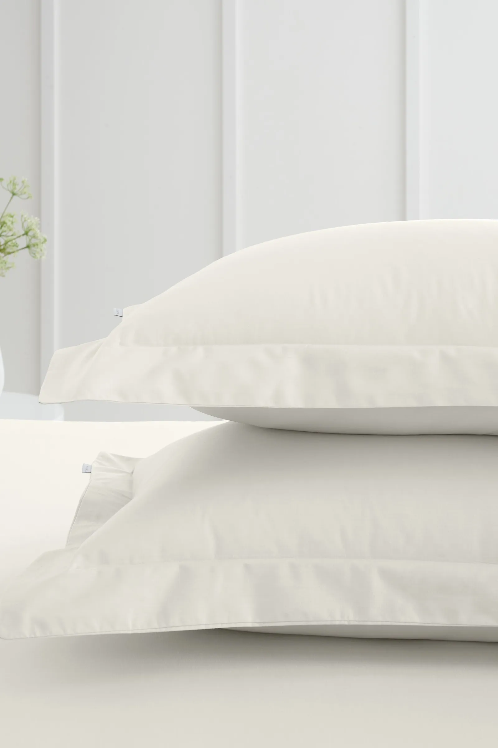 Bianca '200 Thread Count Cotton Percale' Oxford Pillowcases in Cream 2