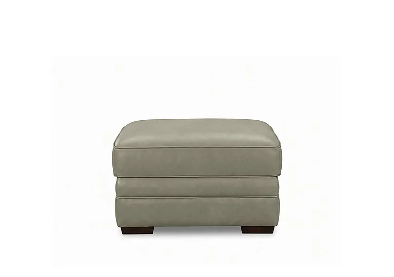 Carrick Rectangular Leather Footstool - Sage - Living Room Furniture