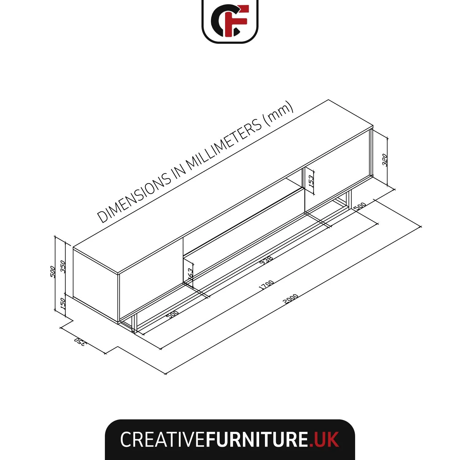 Creative Furniture Rift Loft TV Unit 200cm - Industrial-Style Storage with Rustic, Oak & Black Matt Doors 4