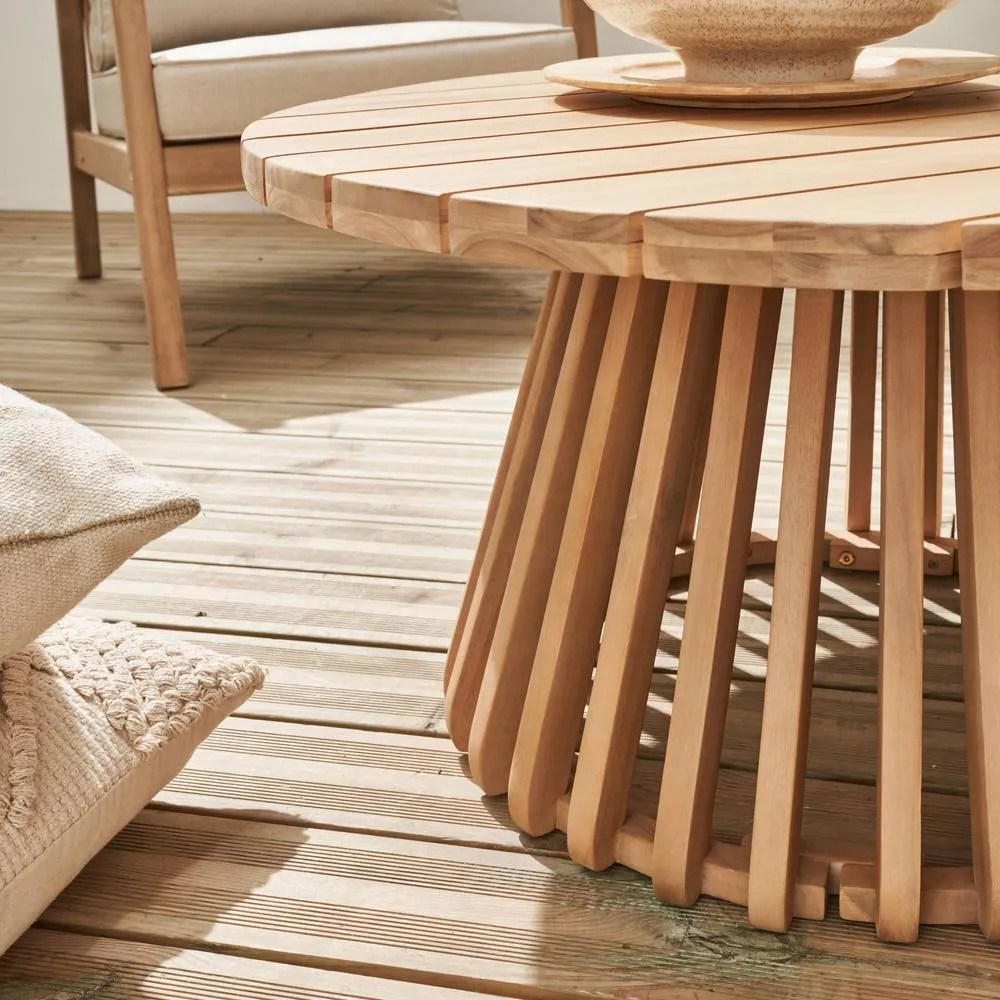 sweeek 80cm wooden coffee table, indoor/outdoor in Beige 5