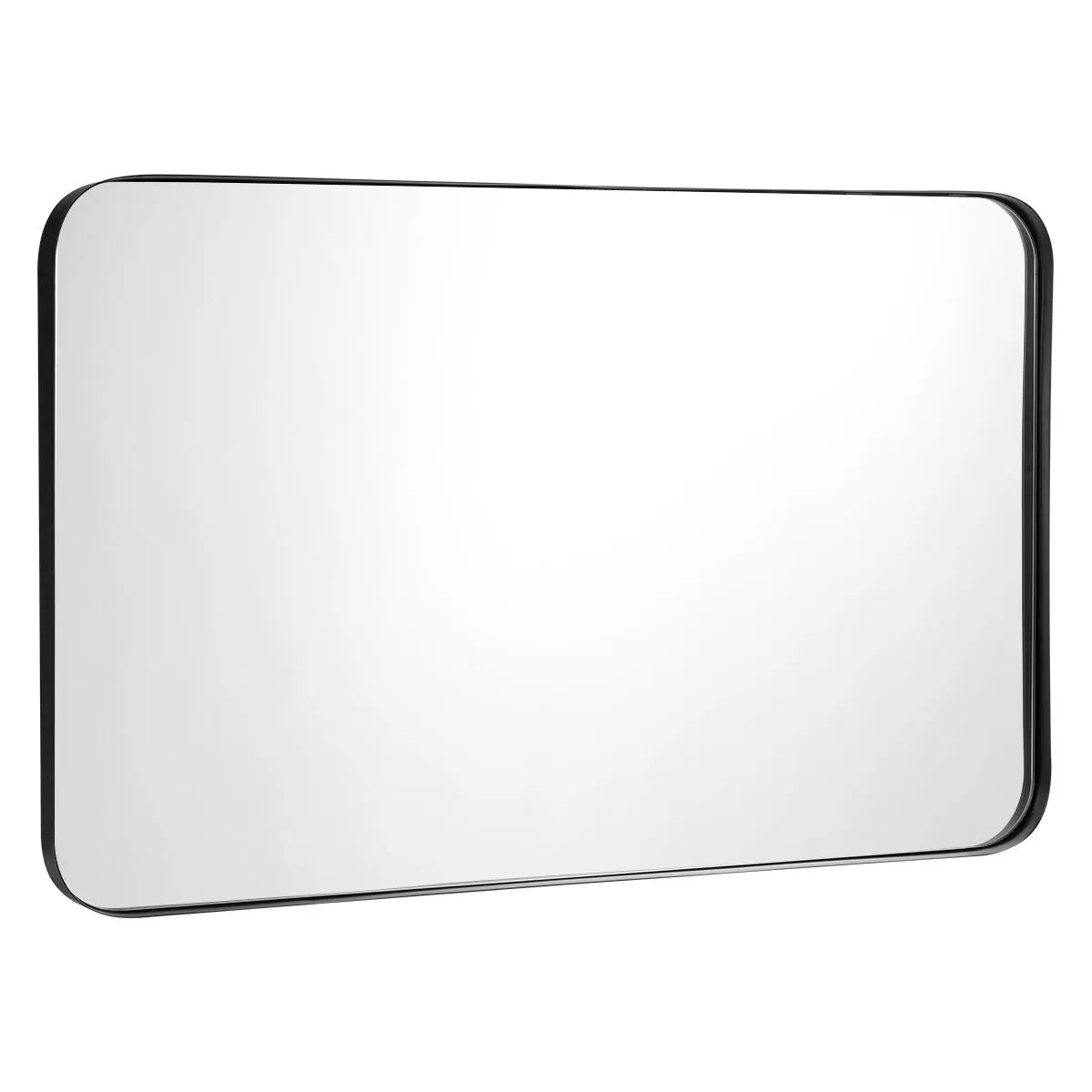 Costway 81 x 51cm Bathroom Wall Mirror Rectangular Wall Hanging Mirror Rounded Corner in Black