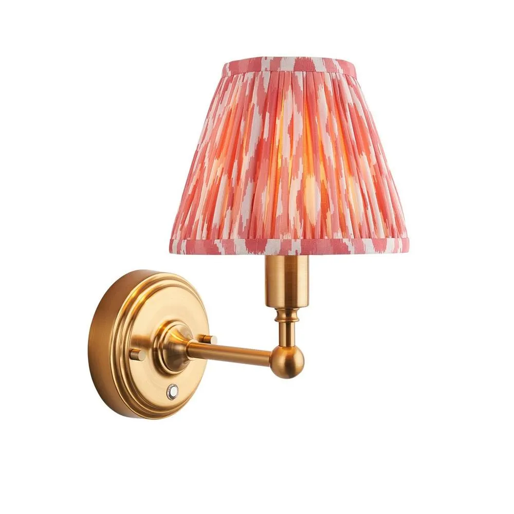 Netlighting Burley Rechargeable Wall Light Pink Fabric Ikat Shade 16cm