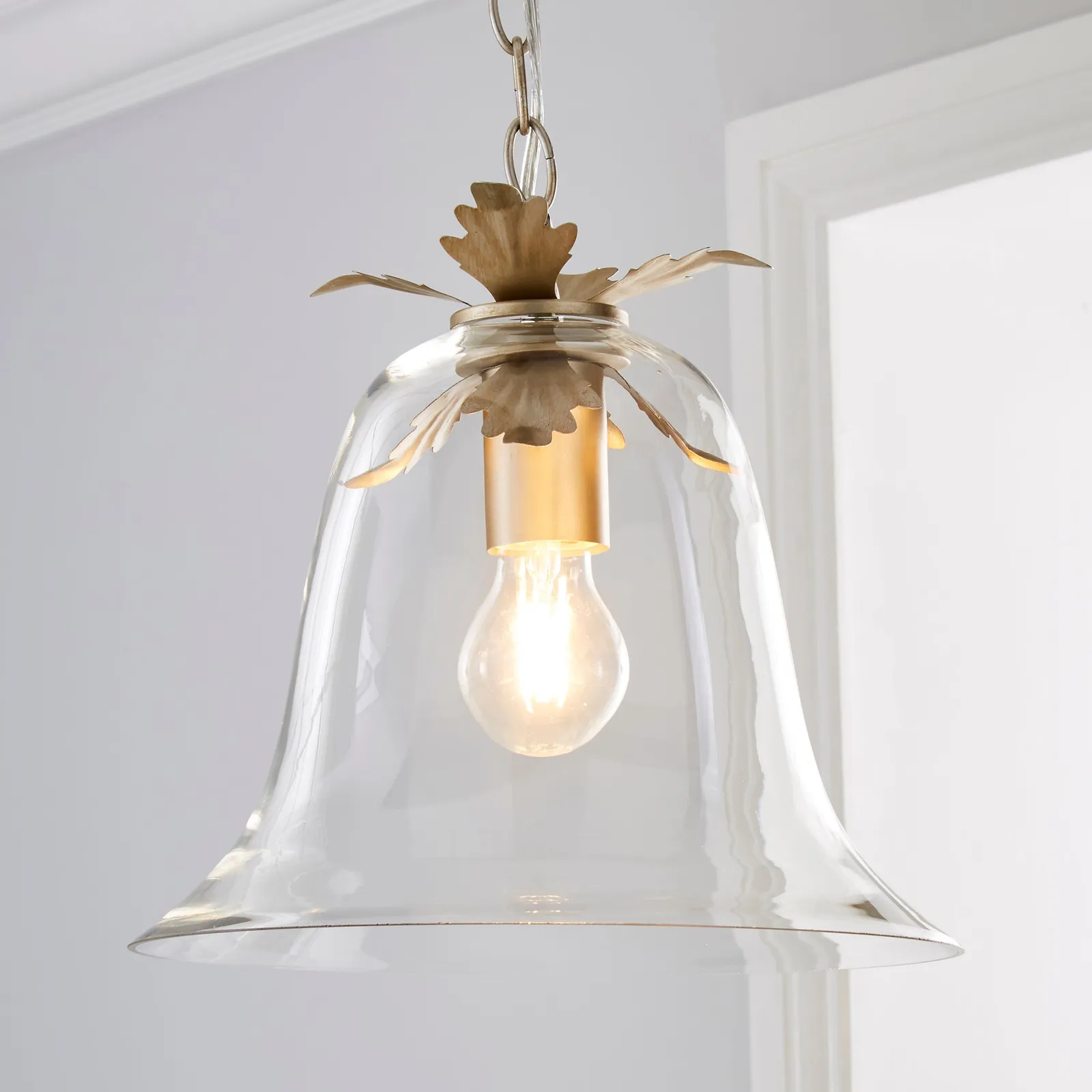 Mase Bell 1 Light Pendant Glass Ceiling Fitting Clear