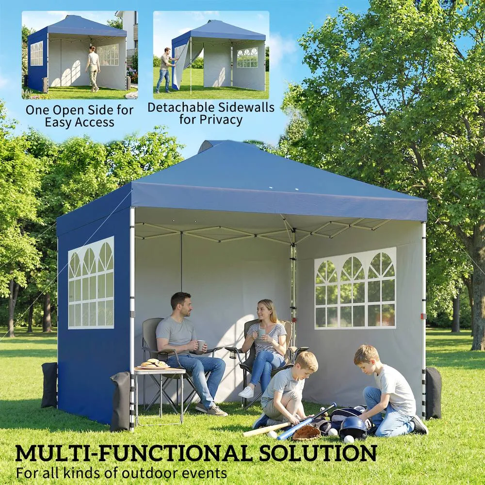 OUTSUNNY Pop Up Canopy Waterproof Height Adjustable 3 x 3 (m) in Blue 4