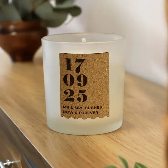 Personalised Anniversary Cork Label Candle 3
