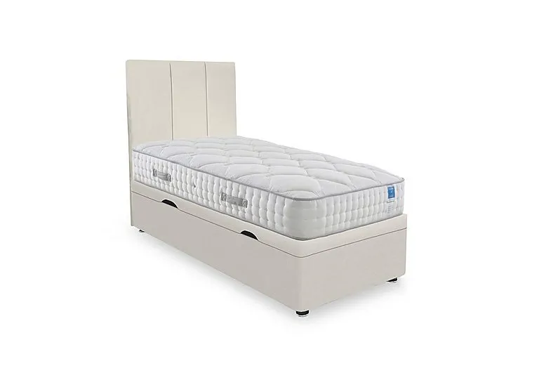 Memory Luxe Side Lift Ottoman Divan Set - Small Single - Plush Ecru