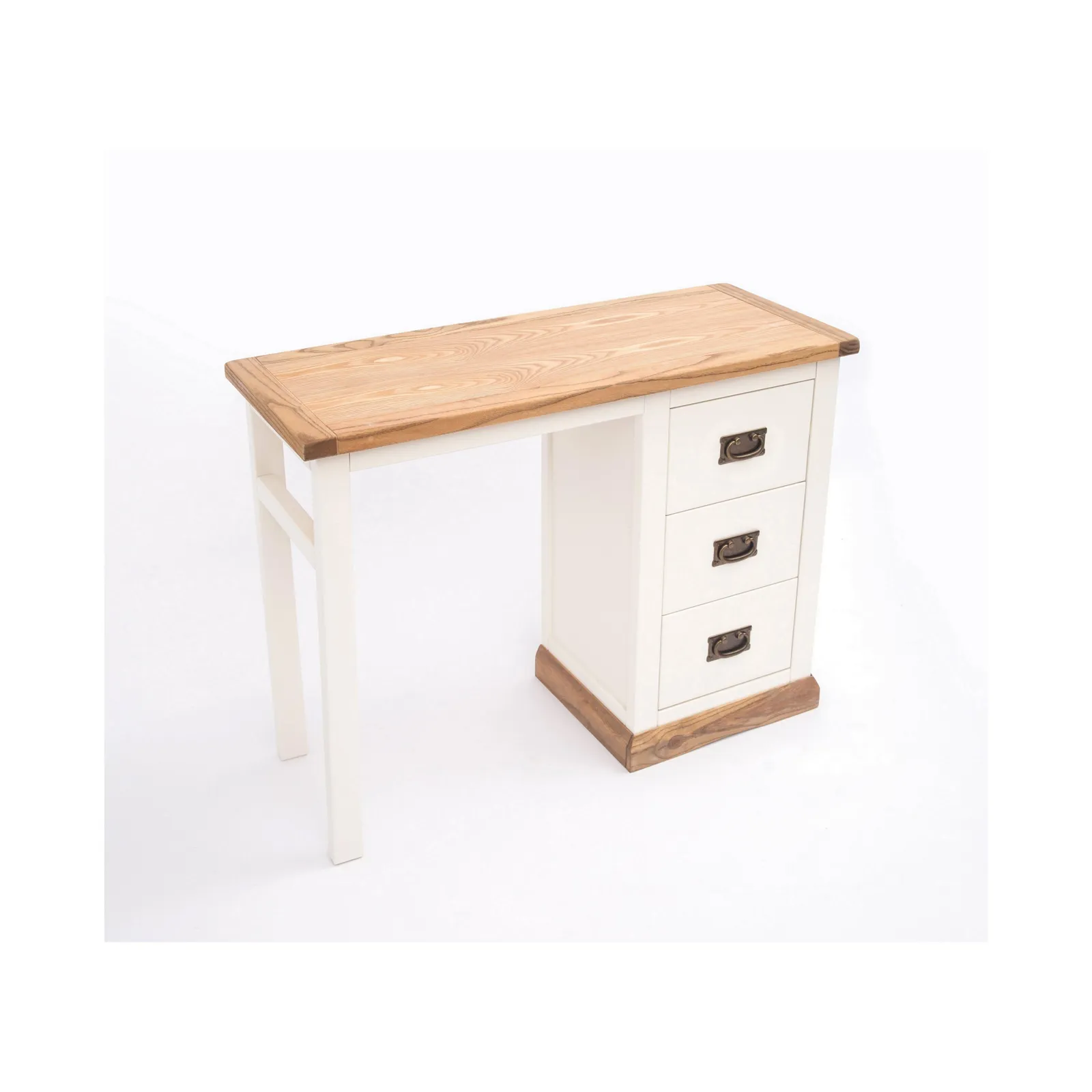 Cabinet Bits Tropea 3 Drawer Desk - Dressing Table Brass Drop Handle in Off-White 3