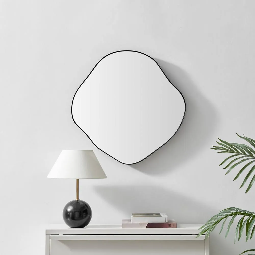 FurnitureboxUK Vita Black Metal Small 60x60cm Pebble Shape Wall Mirror 2