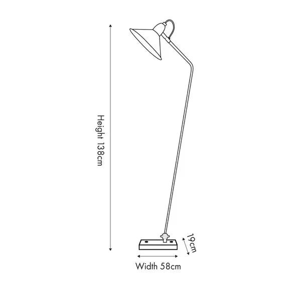 Canton Matt Black and Brass Metal Cone Reading Floor Lamp 6